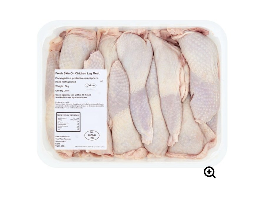 Fresh Skin-On Chicken Leg Meat (Halal) — 5kg